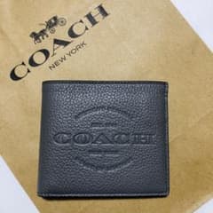 【新品】COACH 二つ折り財布 コーチ グレー ロゴ カードケース お札入れのサムネイル