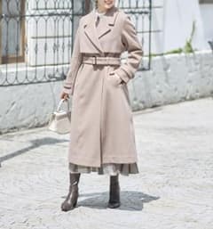 tocco closet ベルト付きヨークデザインロングコート モカ M 美品のサムネイル
