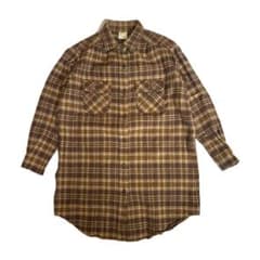 orSlow ウール シャツ チェック 茶 ブラウン系 七分袖 オアスロウ S