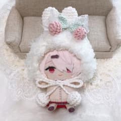 10㎝ ちびぐるみ　にじぱぺ　ぬい服　うさ耳ボンネット　さくらんぼ　赤　12 10㎝ちびぐるみ にじぱぺ ぬい服 うさ耳ボンネット さくらんぼピンク5
