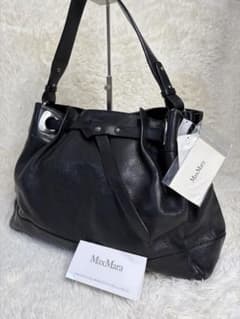 タグ付き・極美品✨Max Mara レザートートバッグ ブラック 羊革 大容量 