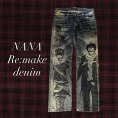 【一点物】NANA リメイクデニム ジーンズ グランジパンク ギャル平成 アニメ 一点物】NANA リメイクデニム ジーンズ グランジパンク ギャル