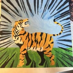 手描きアート 虎の絵画 アクリル画のサムネイル