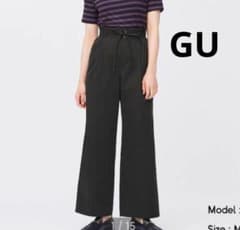 GU 페이퍼 백 세미 와이드 팬츠 블랙