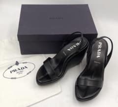 6ADM10 PRADA プラダ ウェッジソール サンダル サイズ36 ブラック