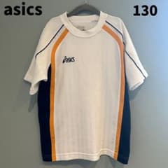 【asics】バレーボールTシャツ 半袖 130＊オレンジ×ネイビーラインのサムネイル