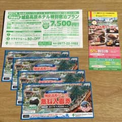 城島高原 パーク 入園無料券 4枚 ＋ クーポンのサムネイル