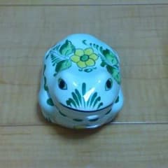 【中古】カエルアジアン焼き物小物入／カエルグッズ／アジアン雑貨／送料込のサムネイル