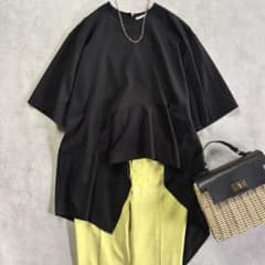 極美品 UJOH ウジョー アシンメトリー半袖カットソー Tシャツ 洗える 黒 極美品 UJOH ウジョー アシンメトリー半袖カットソー Tシャツ 洗える