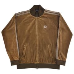 FRED PERRY ベロア トラックジャケット ブラウン キルティング 月桂樹