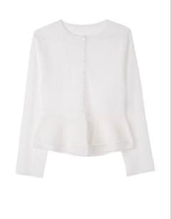 Her lip to Shimmer Knit Peplum Cardigan - メルカリ