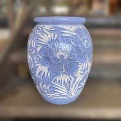 陶器 傘立て 花彫 ブルー - メルカリ