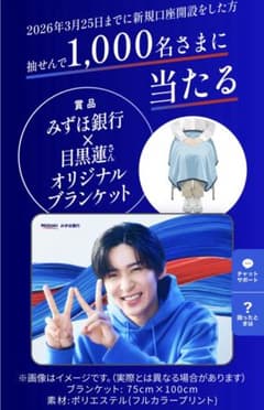 目黒蓮　みずほ　キャンペーンブランケット みずほ銀行x目黒蓮さん オリジナルブランケット - メルカリ