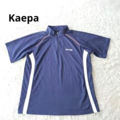 ​【Kaepa】ハーフジップTシャツ ネイビー 立ち襟 半袖 M