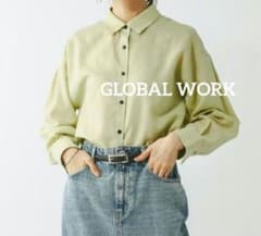 【GLOBAL WORK】イージーケアリネンバックフレアシャツ Ｌサイズのサムネイル