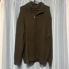オリーブグリーン ジッパー付きハイネックセーターのサムネイル