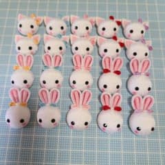 ②つまみ細工うさぎ・ねこパーツセットのサムネイル