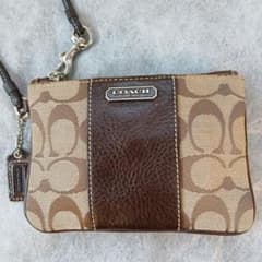 COACH コーチ リストレットポーチ シグネチャー ポーチ ブラウン