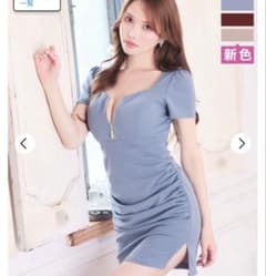 ブルー フロントジッパー タイトドレスのサムネイル