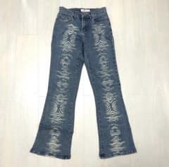 古着 y2k ブーツカットデニム フレアパンツ 総柄