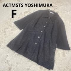 YOSHIMURA 吉村 七分袖ブラウス 黒 レース メッシュ トップス/F