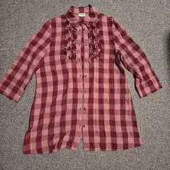 Jocomomola チェック柄 七分袖シャツ フリルのサムネイル
