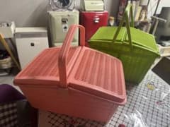 ピクニックバスケット 2個セット ピンク グリーンのサムネイル