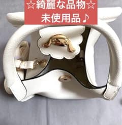 미사용 제품 2WAY 핸드백 화이트 계피 모티브