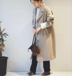 ジャーナルスタンダード スーパー140ビーバーコクーンコート ベージュ