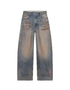 【完売品】ZARA TRF ミッドライズ折り返しウエストデニムパンツ 32のサムネイル