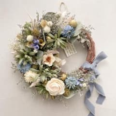 ドライフラワーリース☆ナチュラルカラー♪壁掛けインテリア・ギフトに