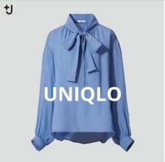 ⬛︎UNIQLO +j /ユニクロ シルク ボウタイブラウス ブルー - メルカリ