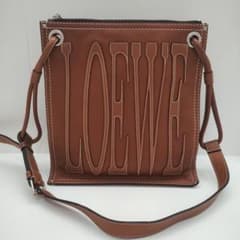 LOEWE ロエベ ショルダーバッグ ブラウン ロゴ アナグラム レザー