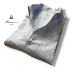 Finamore manuel/イタリアンカラー/ボタニカルコットンリネンシャツ Finamore manuel/イタリアンカラー/ボタニカルコットンリネンシャツ