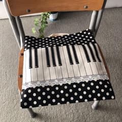 防災頭巾カバー 頭巾カバー ハンドメイド ピアノ 音楽 鍵盤 黒 ドットのサムネイル