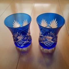 江戸切子 藍かすり ペアグラス 木箱入り - メルカリ