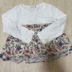 長袖カットソー 花柄切り替えのサムネイル