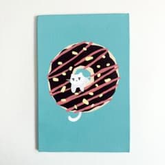 原画・一点物】《ネコチョコドーナツ》 絵画 アート イラスト アクリル