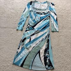EMILIO PUCCI エミリオプッチ　ジャージーワンピース　ブルー　美品✨ EMILIO PUCCI エミリオプッチ ジャージーワンピース ブルー 美品