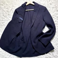 【極美品】LARDINI テーラードジャケット　ウール　紺　46 ホップサック 極美品】LARDINI テーラードジャケット ウール 紺 46 ホップサック