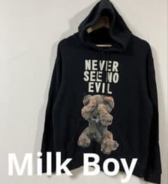 ミルクボーイ パーカー never see no evil MILKBOY - MILKBOY【NEVER SEE NO EVIL】くま☆テディベア☆パーカーの