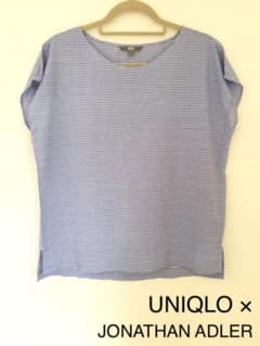 【美品】UNIQLO×ジョナサン・アドラー カットソー ブルー 青ボーダー 半袖のサムネイル