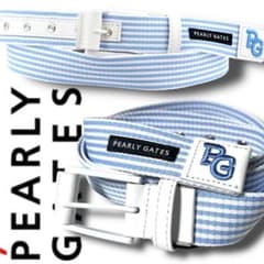 ラ*ク様 春物 日本製 パーリーゲイツ PGロゴ刺繍 テープベルト 定価1.8万 PEARLY GATES（パーリーゲイツ） ベルト 「PEARLY GATES」PGロゴ