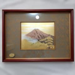 銅板彫刻 赤富士 芳光刻 純金 純銀 鍍金 縁起物 宝くじ 運気上昇