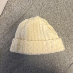 ハンドメイド ニット帽 ビーニー ホワイトのサムネイル