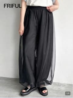 チュール透け感ジョガーパンツ 黒　SHEINのサムネイル