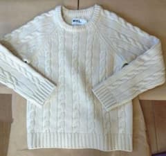 マーガレットハウエル 美品 カシミヤケーブルニット 2 アイボリー マーガレットハウエルニットセーター