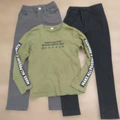 男の子 120 まとめ売り 3点セット ロンT ロングパンツ 保育園 着替えのサムネイル