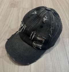 ダメージ加工 デニムキャップ ブラックのサムネイル
