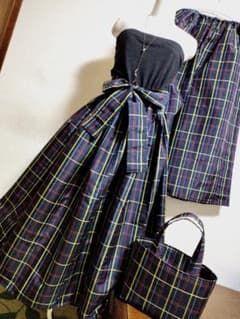 1870 大島紬リメイク☆ギャザースカート+ガウチョパンツ＆トートバッグ